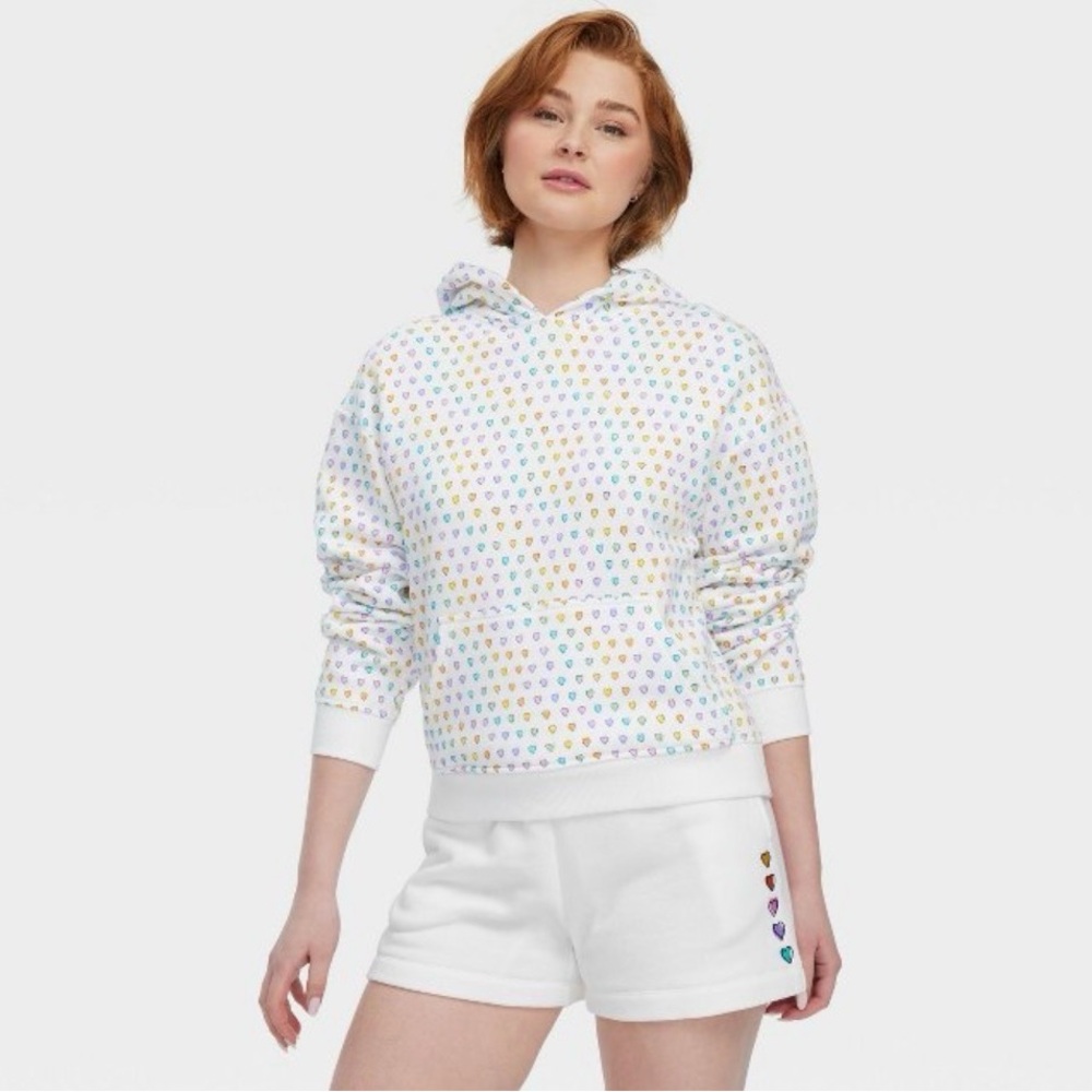Roller Rabbit X Target Women's Disco Hearts Wave Hoodie Pink Lavender Teal XL